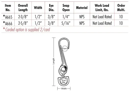 Light Duty Snap Hooks, D-Swivel
