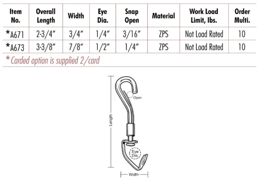 Chain Snap Hooks, Open Swivel