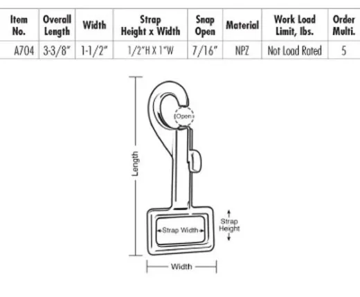 Slide Bolt Snap, Strap Eye
