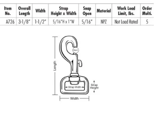 Slide Bolt Snaps, Swivel Eye