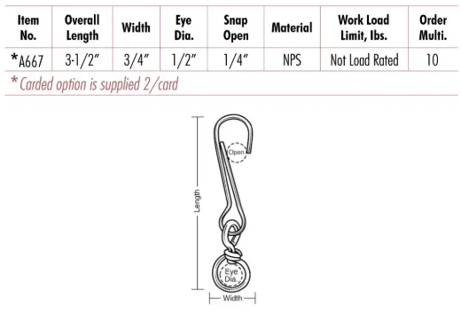 Light Duty Snap Hooks, Swivel Eye
