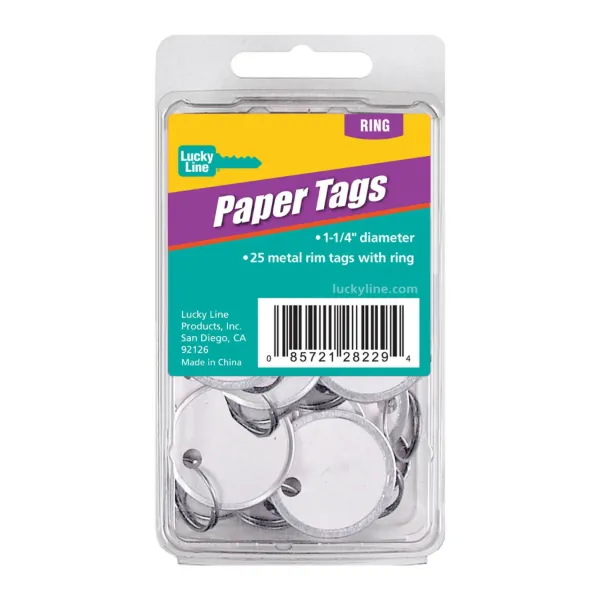 1-1/4  PAPER TAG W/RING  25/CLM