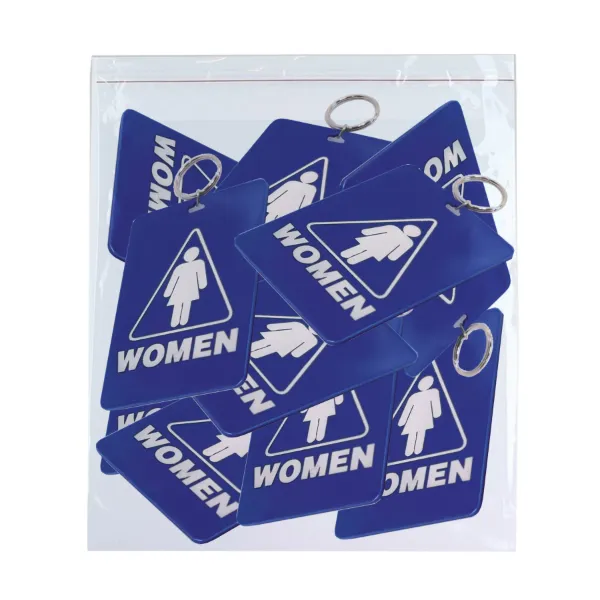 WOMEN RESTRM TAGS W/RNG  10/PK