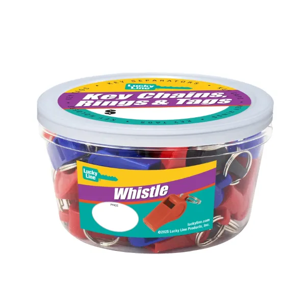 WHISTLE W/SKR  ASSORTED  25/JR