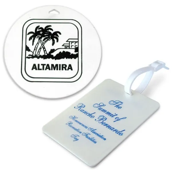 RECT WHITE GOLF TAG & STRAP