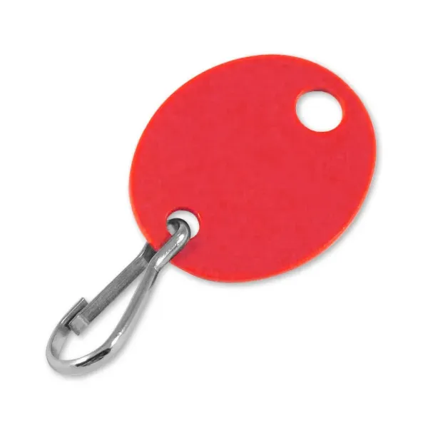 BLANK OVAL TAG  W/HOOK  RED